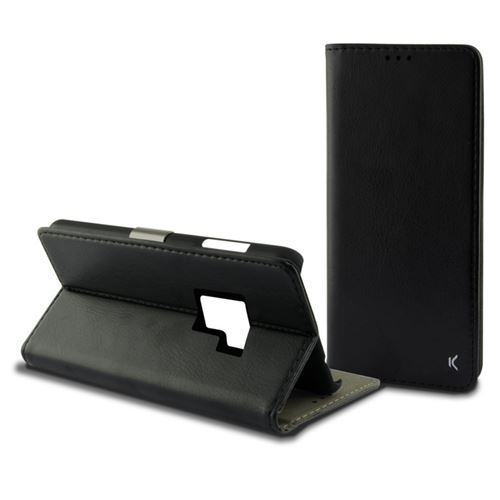 Ksix Mobile Tech Flex - Flip cover voor mobiele telefoon - kunstleer, thermoplastic polyurethaan (TPU) - zwart - voor Samsung Galaxy S9