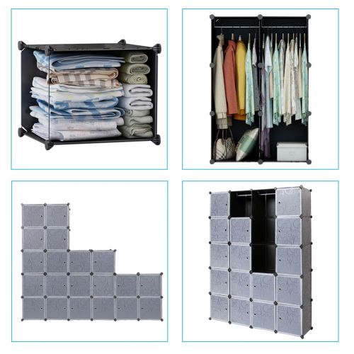 Penderie armoire de rangement en plastique empilable pour 20 cubes