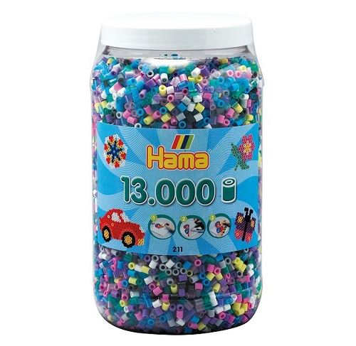 Pot 13000 perles hama midi mélange coloris assortis réf 211-69