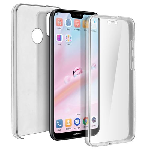 Avizar Coque Huawei P20 Lite Protection Silicone + Arrière Polycarbonate - Transparent