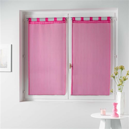 Paire droite passants 2 x 60 x 90 cm voile raye horizon Rose
