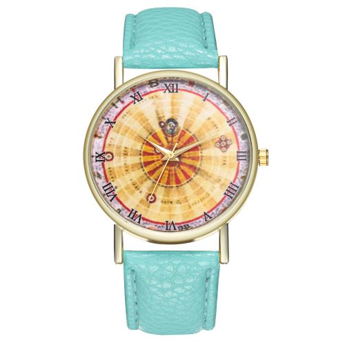Système solaire Star Sky Astronomy Space Trend Trend Montre à quartz pour hommes et femmes T335-AMenthe verte