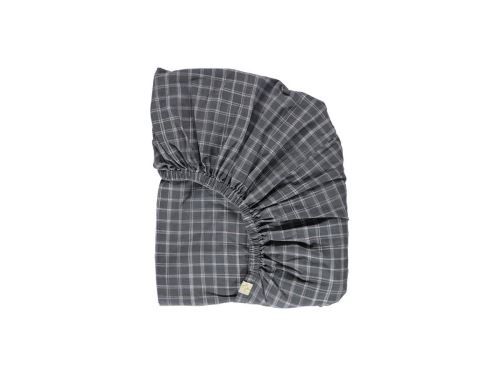 Camomile London - Fitted sheets Ikat Check Pebble/Ivory