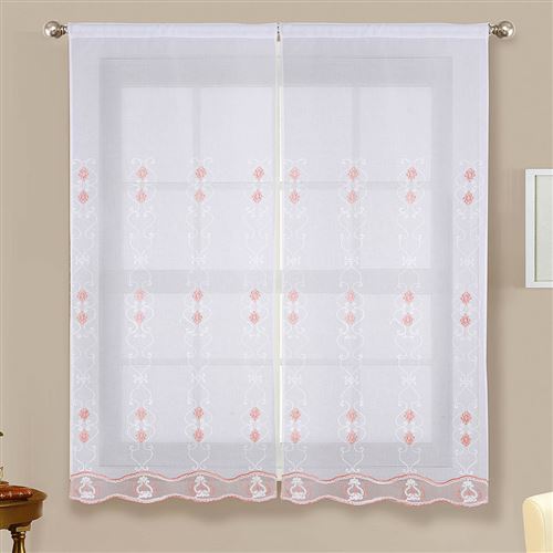 Paire de vitrages brillants - rose - 2x60x160cm