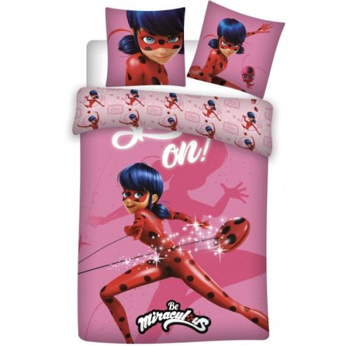 Miraculous Ladybug Pink - Parure de Lit Enfant - Housse de Couette Coton
