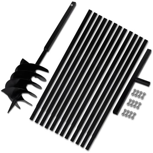 Vidaxl Noir Bêche Et Tarière Manuelle 200 Mm Avec Rallonge 13 M Acier
