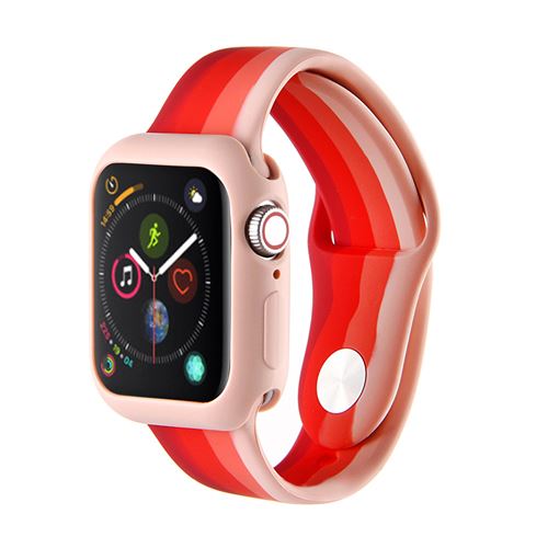 Bracelet en silicone avec coque de protection pour Apple Watch Series 6/ SE/ 5/ 4 40mm - Multicolore#4(Taille S/M)