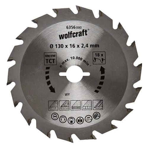 WOLFCRAFT  Lame de scie circulaire CT, 130x16x2.4 mm, 18 dents