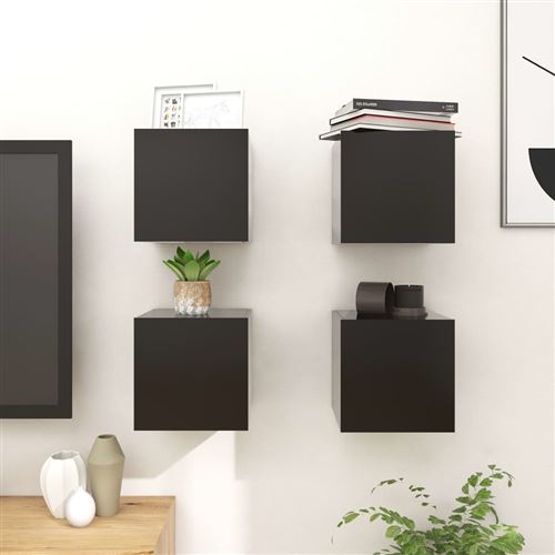 vidaXL Meubles TV muraux 4 pcs Noir 30,5x30x30 cm