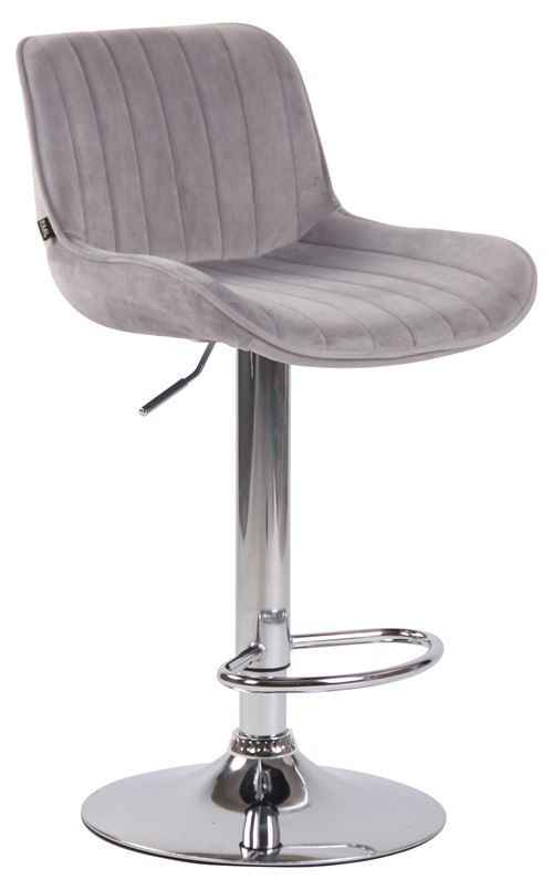 CLP Tabouret de bar Lentini en Velours avec Piètement trompette en Métal , Gris/Chrome