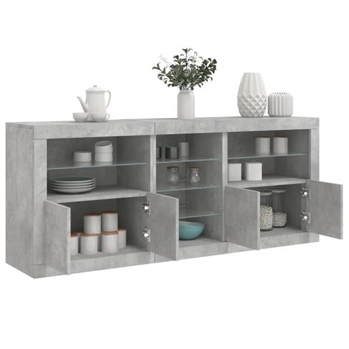 Non Communiqué Gris Vidaxl Buffet Avec Lumières Led Béton 162X37x67 Cm3209033