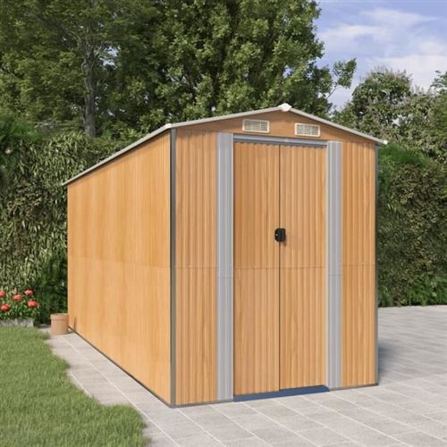 Vidaxl - Abri de jardin Marron clair 192x440x223 cm Acier galvanis&eacute;