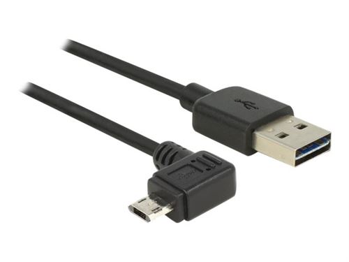 Delock - Câble USB - USB (M) droit pour Micro-USB de type B (M) incliné - USB 2.0 - 2 m - connecteurs réversibles - noir