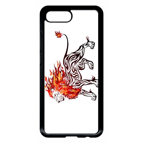Coque My-Kase pour 10 - lion en feu - Plastique Noir