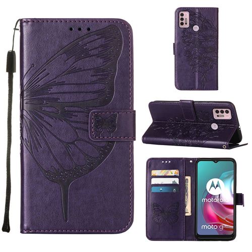 MPFRANCE Housse pour Motorola Moto G30/G10/G10 Power Violet Intense [Papillon V3]