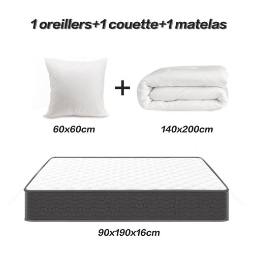 IZTOSS Luxe Matelas 140x190 cm Avec Couette Et Oreillers, Mousse A