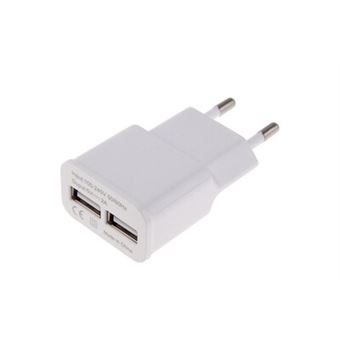Adaptateur Prise Mural Avec 2 Ports USB - Chargeur Universel - Occasion Fonctionnel - Blanc
