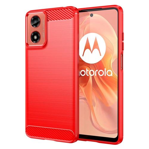 Coque pour Motorola Moto G04 / G24 - housse etui silicone gel carbone + film ecran - ROUGE - htdmobiles