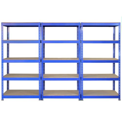 Q-Rax 3 Étagères Bleu 5 Niveaux 90 x 50 x 182.5cm Acier Capacité Totale 3000KG - Image 3
