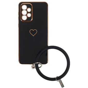 Coque en TPU 6D, électroplaqué, motif coeur avec anneau pour votre Samsung Galaxy A53 5G - noir - 1