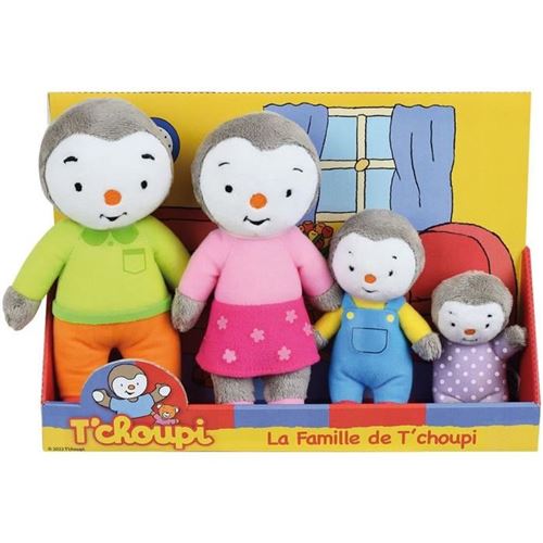 Non Communiqué Gris Et Multicolore Coffret Famille 4 Peluches T’choupi Jemini La Famille +19 Cm Polyester