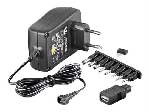 MicroConnect - Adaptateur secteur - AC - 18 Watt - noir