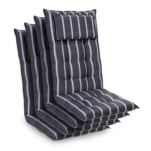 Coussin de chaise de jardin -Blumfeldt Sylt -120 x 50 x9 cm -4 pièces -Gris/Gris clair