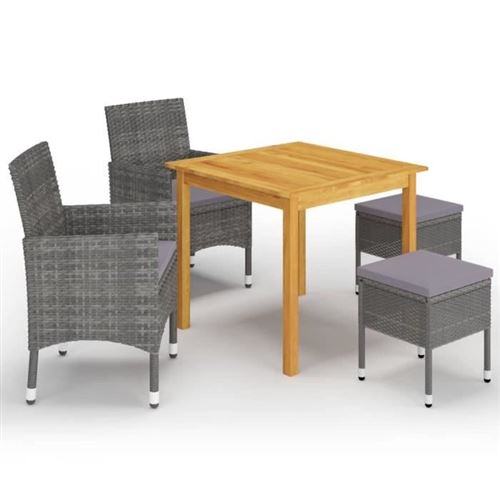 Non Communiqué Gris Vidaxl Ensemble De Salle À Manger De Jardin 5 Pcs Table Et Chaises De Repas De Patio Mobilier À Dîner De Terrasse Mobilier 3067684