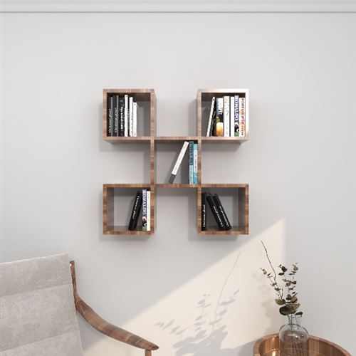 HOMEMANIA Étagère Spider - Wenge - 70 x 20 x 70 cm -