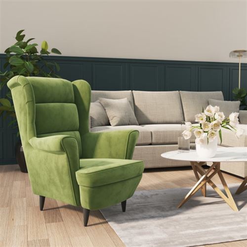 Vidaxl fauteuil vert clair velours