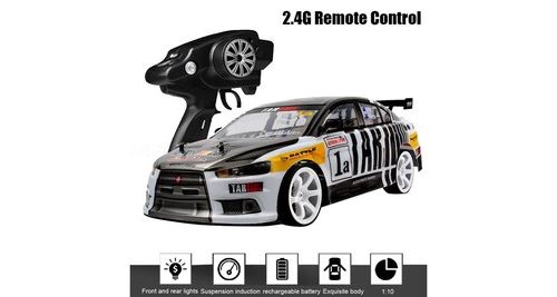 1:10 70 km / h rc voiture 4 roues motrices double batterie haute puissance led phare camion de course noir