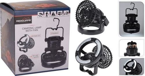Redcliffs Lampe de camping 18 LED avec ventilateur Noir