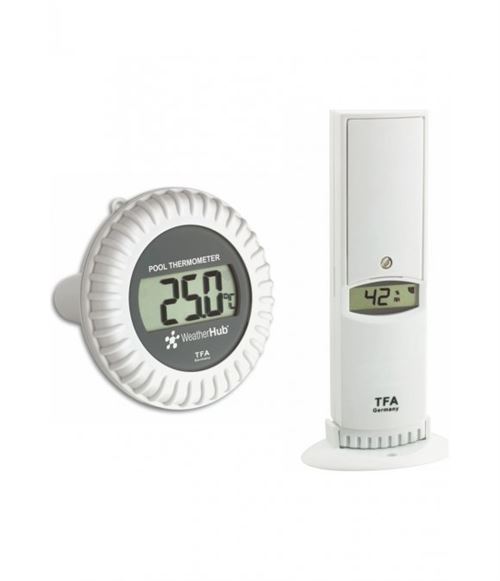 Thermomètre TFA Emetteur thermohygro avec émetteur piscine WEATHERHUB 30.3310.02 blanc
