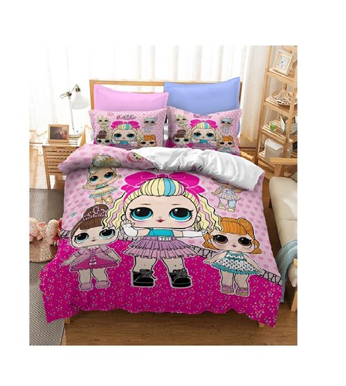 Set de housse de couette LOL Surprise en polyester 140x200cm avec 2 taies d'oreiller 50*75cm #MK37022