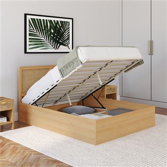 Lit 140x190 Cm Complet Avec Sommier, Matelas, Tête De Lit Et 2 Tables De Chevet – Rose