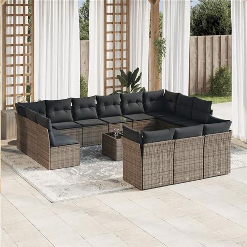 Non Communiqué Gris Vidaxl Salon De Jardin Avec Coussins 12 Pcs, Canapés De Terrasse, Ensemble De Meubles De Patio, Mobilier D'extérieur, Beige 3258874