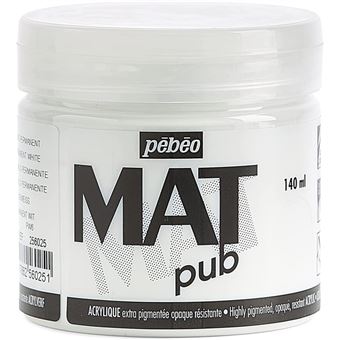 Peinture acrylique - Extra mate - Blanc permanent - Pébéo - Mat Pub - 1