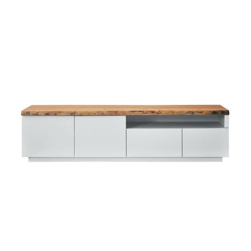 Meuble TV 4 portes et niche - Bois - L 180 x P 42 x H 46,5 - LATTI
