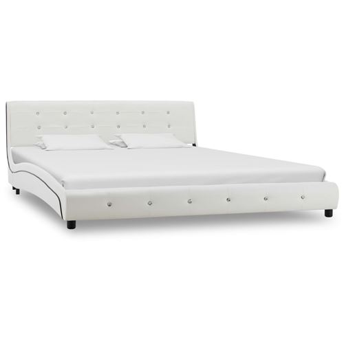 vidaXL Cadre de lit Blanc Similicuir 160x200 cm