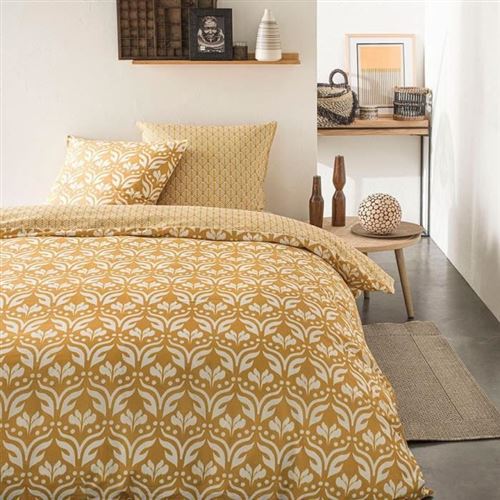 TODAY Parure de lit SUNSHINE 5.1 - 2 personnes - 220x240 cm coton - Imprime Jaune Ethnique TODAY