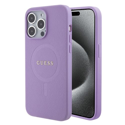Coque pour iPhone 15 Pro - Guess Saffiano MagSafe (GUHMP15LPSAHAHMCU) - Violet