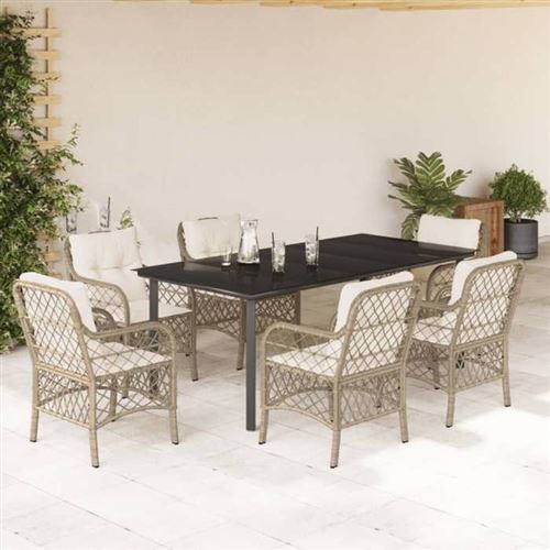 Non Communiqué Gris Vidaxl Ensemble À Manger De Jardin Avec Coussins 7 Pcs, Table Et Chaises De Patio, Meubles D'extérieur Terrasse, Moderne, 3212150
