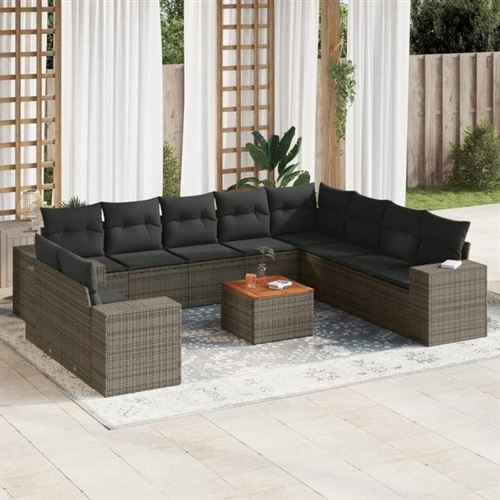 VidaXL - Ensemble de canapés de jardin rotin synthétique, One Size, Gris
