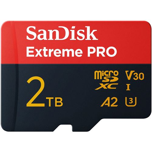 SanDisk Extreme Pro - Carte mémoire flash (adaptateur SD inclus(e)) - 2 To - A2 / Video Class V30 / UHS-I U3 - microSDXC UHS-I