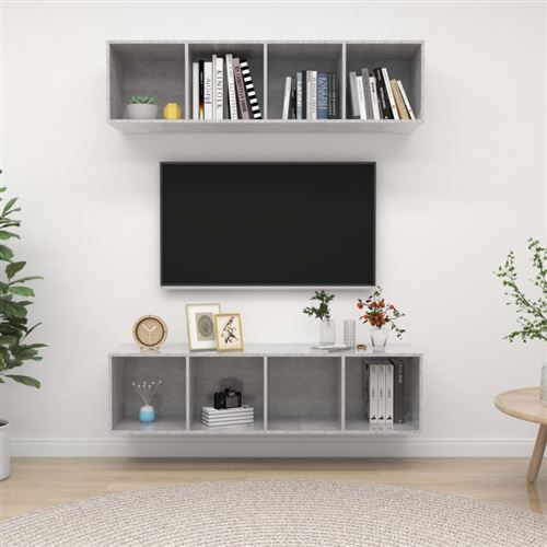 vidaXL Meubles TV muraux 2 pcs Gris béton Aggloméré