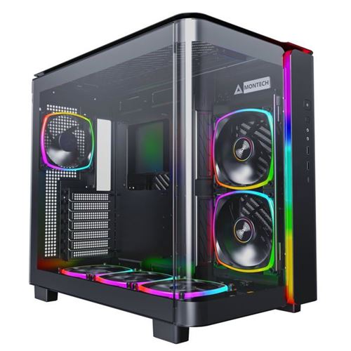 Montech KING 95 PRO Black Mid Tower Dual Chamber Case /w 10-Port Hub