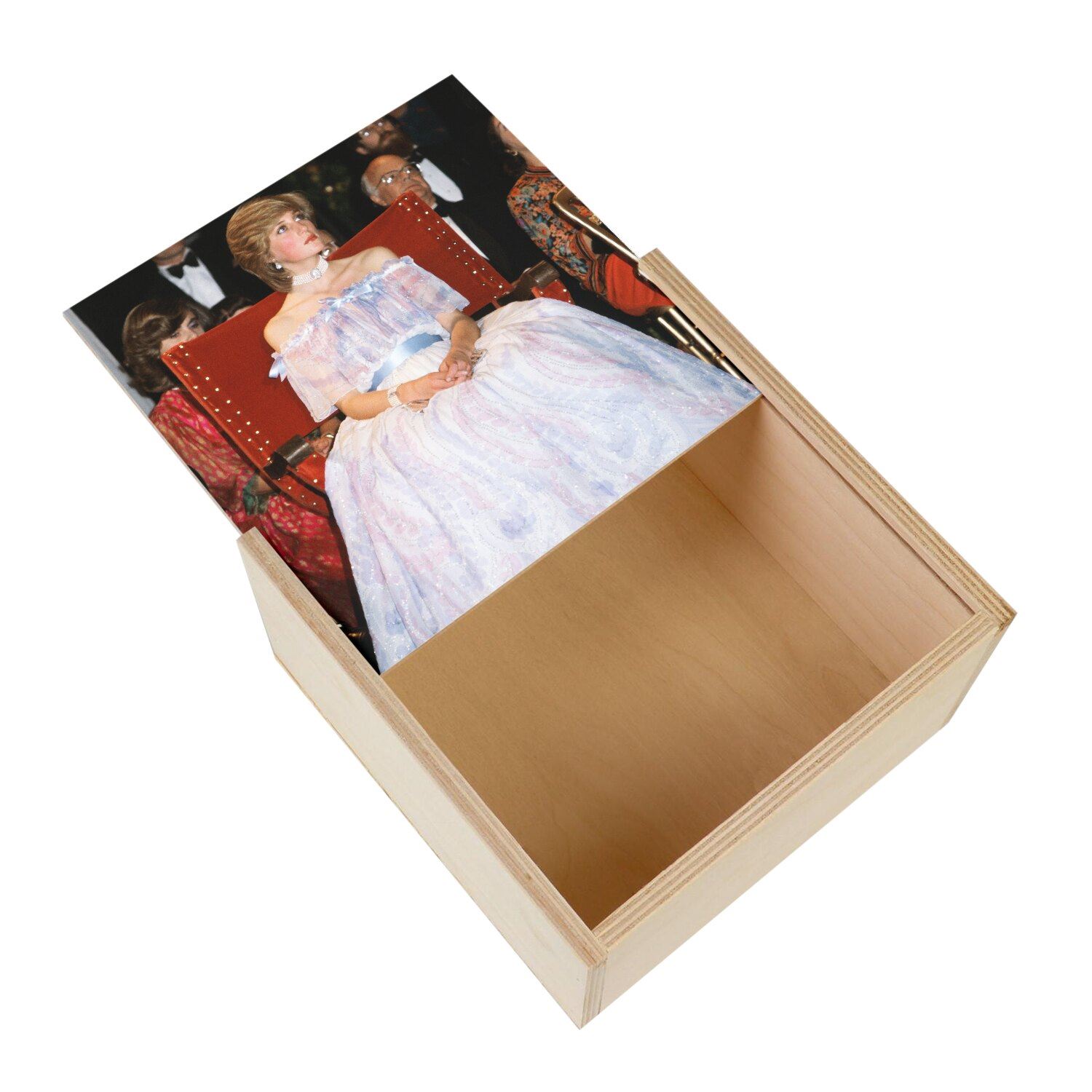 Boîte En Bois Décorative Lady Diana - Coffret Souvenir Princesse De Galles - 11x11x3,5 Cm