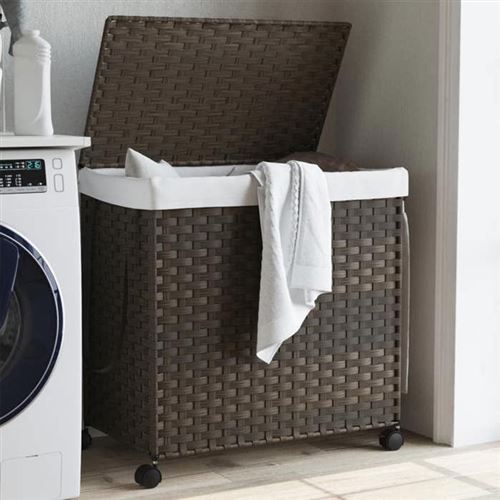 Vidaxl Marron Panier À Linge - Foncé 60X35x60,5 Cm - Image 3
