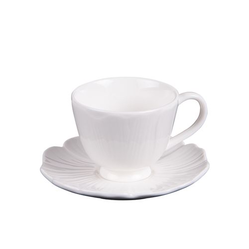 Non Communiqué Blanc Tasse À Café Avec Sous Tasse Ginkgo 10 Cl (Lot De 6) - Table Passion - Porcelaine