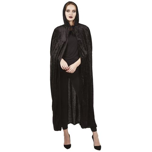 Non Communiqué Homme Noir Belle Cape E Avec Capuche Velours 140 Cm Ref/16211 /Femme, Thème Vampire, Sorcier Et Sorcière - Ptit Clown
